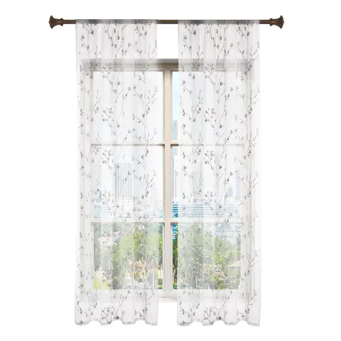 WOLTU Gardinen, Vorhänge für Wohnzimmer Kinderzimmer Schlafzimmer, mit Kräuselband, Leinenoptik, Halbtransparent Voile, 140 x 225 cm, Grau