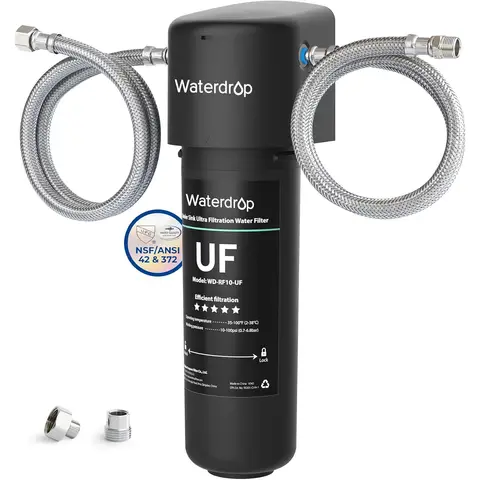Waterdrop 10UA-UF 0.01μm Ultra Filtration Under Sink Water Filter for Baçtıria R Reduction, 30,000 Litres Chlorine Reduction Capacity, Direct Connection to Kitchen Tap