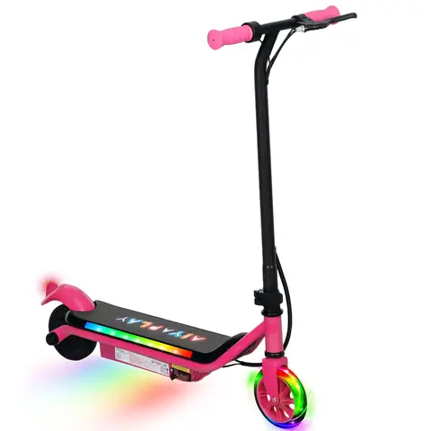AIYAPLAY Electric Scooter for Kids Ages 6-14, with Dual Brakes, Flash Wheel and Colourful Light, Kids Electric Scooter Pink