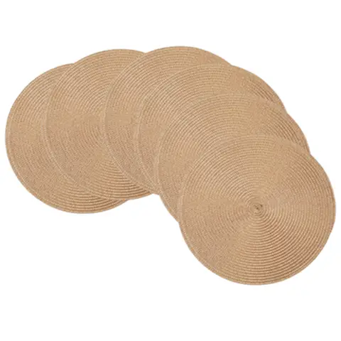 PP Round Placemat
BL light coffee，Round Braided Placemats 36.5cm Round Table Mats for Dining Tables, Natural pp Woven Heat Resistant Placemats, Set of 6