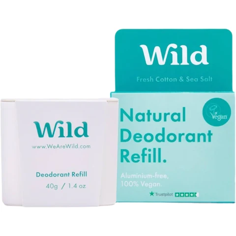 Wild Natural Deodorant Refill Fresh Cotton & Sea Salt 40g