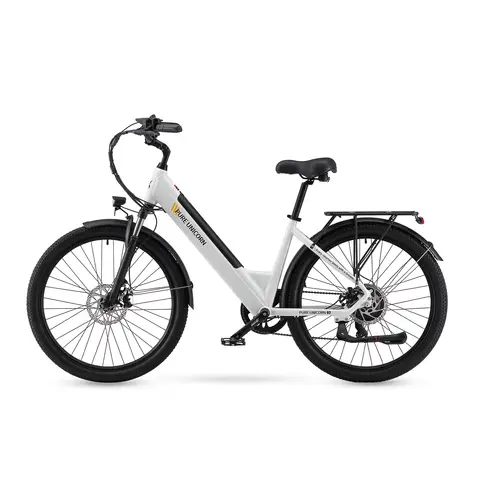 PURE UNICORN U2 27,5" Elektrische Stadsfiets, 48 V 12,8 Ah Uitneembare Accu, Shimano 7-Speed Wit