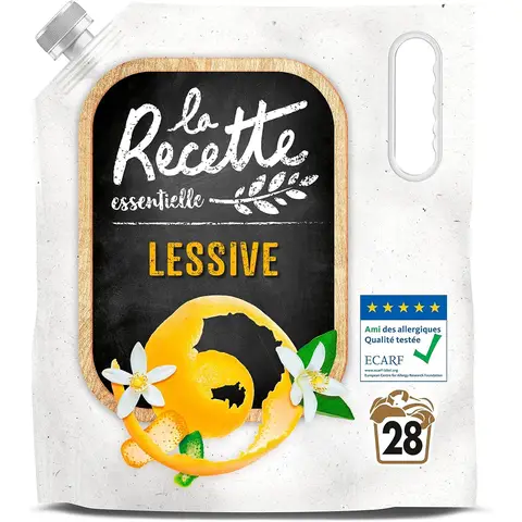 LA RECETTE Recharge lessive liquide Zestes d'Agrumes 28 lavages 1,26L