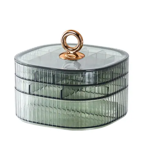 JORDAN&JUDY Jewelry Storage Box High-Capacity Multi-Layer Compartment Earrings Necklace Ring Watch Jewelry Case - Green