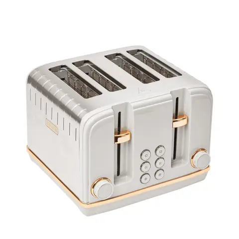 Haden Salcombe 4 Slice Toaster, Grey & Copper - 210685