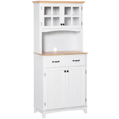 Homcom Storage Cabinet Country Kitchen Appliance White/Natural