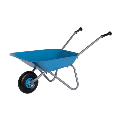 Rolly Toys Metall-Schubkarre Silber/Blau (ab 2,5 Jahren, Kinder-Schubkarre, Metallschale, Kunststoffgriffe, max. Belastung bis 25 kg)