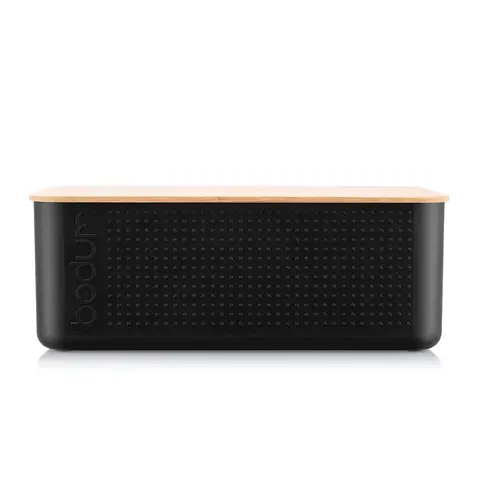 Bodum BISTRO Bread Box Large - Black with Bamboo Lid