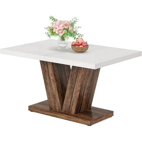 Tribesigns Esstisch für 4 Personen, 120 cm Küchentisch mit stabilem Sockel, rustikaler Holzesstisch für Zuhause und Esszimmer