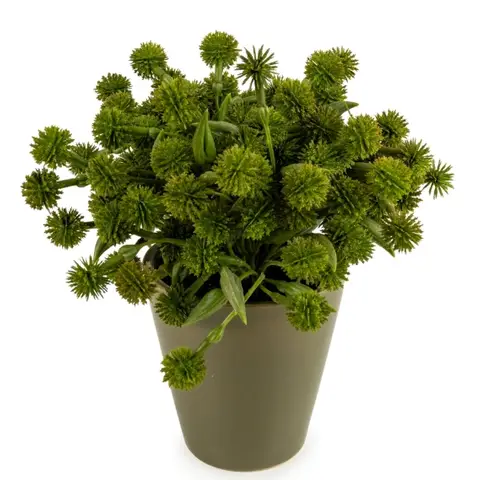 Candlelight Artificial Allium Plant in Ceramic Pot Green 20cm