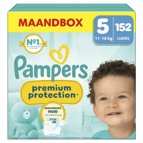 Pampers Premium Protection Luiers Maat 5 – 152 Luiers (Voordeelverpakking)