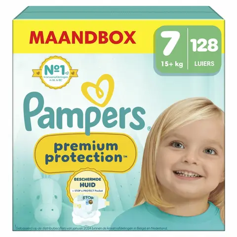 Pampers Premium Protection Luiers Maat 7 – 128 Luiers (Voordeelverpakking)