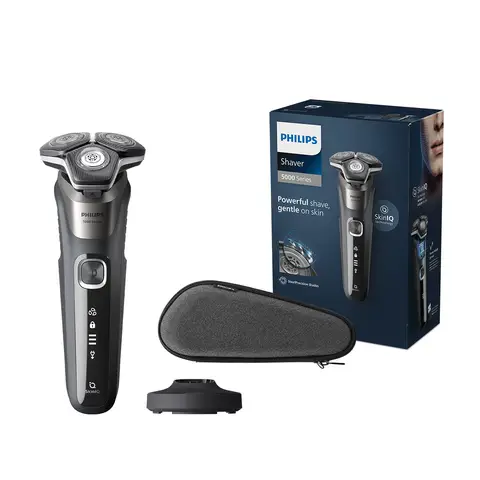 Philips Series 5000 Wet & Dry Electric Shaver for Men, ComfortCut Blades, Pop-Up Trimmer, Charging Stand, Travel Case, Full LED Display, S5887/35