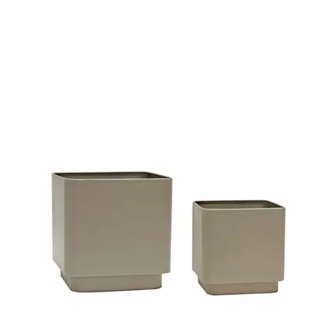 Cube - Pots de forme cubique marron (lot de 2)