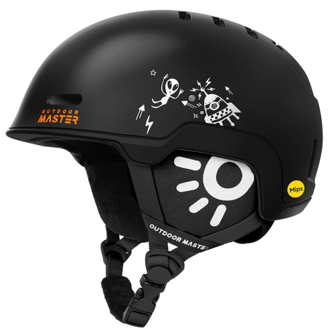 Casque de Ski Enfant OutdoorMaster Reindeer MIPS pour Garçons, Filles & Jeunes - Noir XS