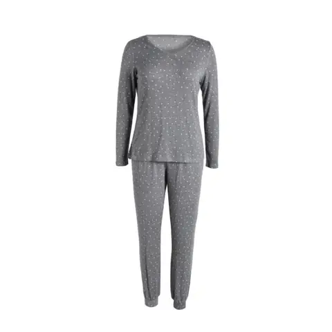 IZURIA v-neck printed dark grey long sleeved top and pants set  S