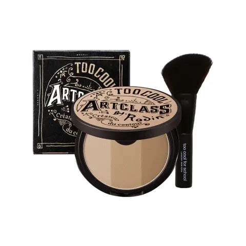 TOO COOL FOR SCHOOL BY RODIN SHADING MASTER #2 Klassisches 3-farbiges Contouring-Puder-Set #2 Beige-Grau + Contouring-Pinsel