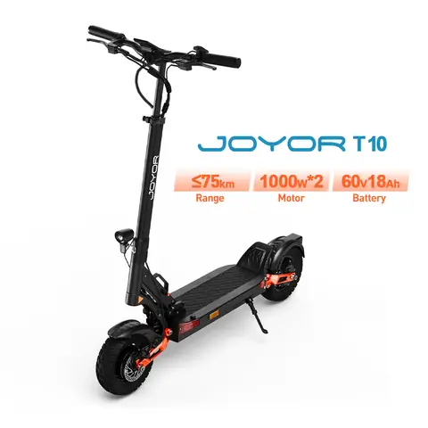 JOYOR T10 Adult Foldable Escooter 1000W*2 Electric Scooter 60V18AH Battery 10 Inch off-road tire E-Mountain Scooter
