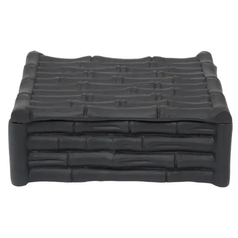 Hiba Small Black Finish Bamboo Effect Trinket Box
