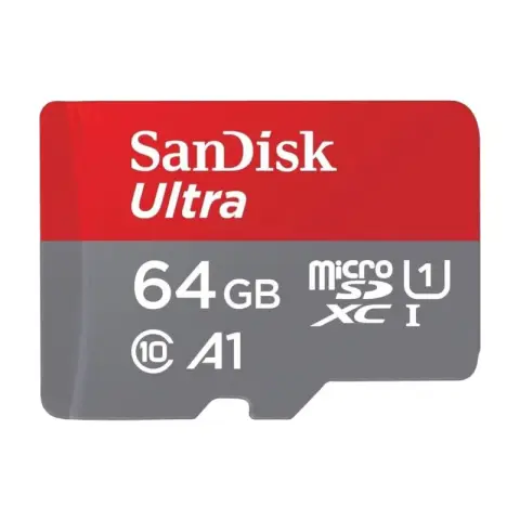 SanDisk Ultra microSDXC + Speicherkarte mit SD-Adapter 140MB/s A1 Klasse 10 IP 64GB