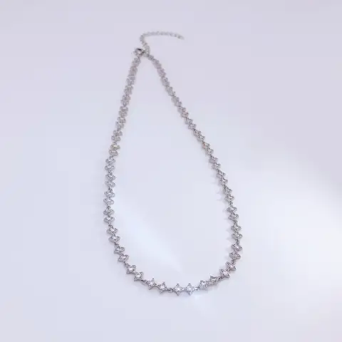 Star Gem Choker Rhodium Plated 35cm Necklace