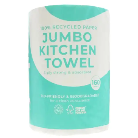 ECOLEAF BY SUMA - Kitchen Towel - Jumbo - 100% Recycled, 3 Ply - 1 ROLLS