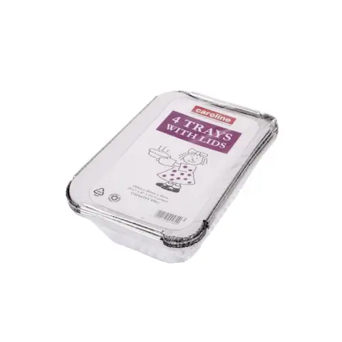 4 x 139x203x45mm 30oz Foil Tray with Lid