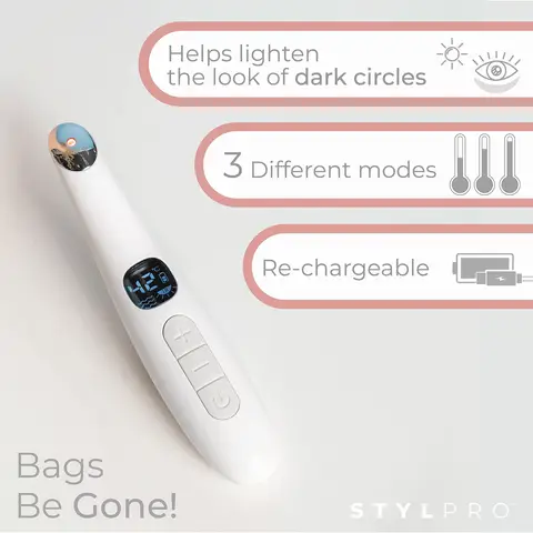 STYLPRO Bags Be Gone Beauty Eye Wand: Heated Eye Massager with 3 Modes for Puffiness, Fine Lines & Redness Reduction, Top Gift Picks