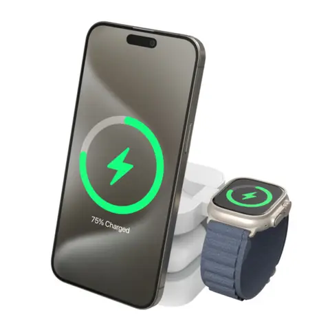 Hyper® Hyperjuice® Qi2 3-in-1 Magnetic Charging Stand - White