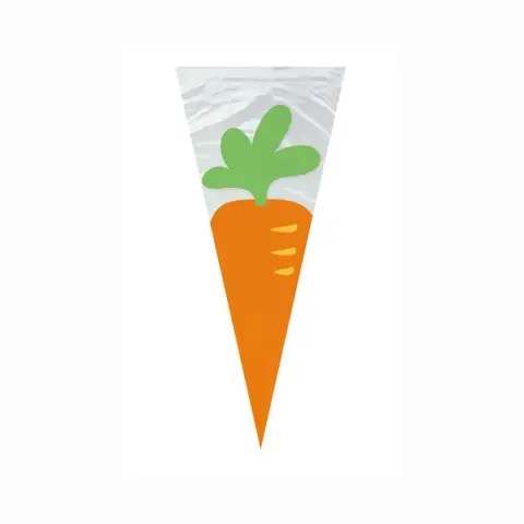 Unique Easter Carrot Cone Cellophane Bags, 20 pack