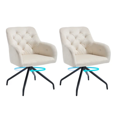 Kaufhof Esszimmerstuhl Samt Drehbar 2er-Set, Beige