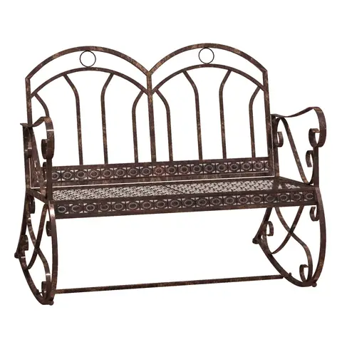 Outsunny 2 Seater Metal Garden Park Bench Outdoor Rocking Chair Swing Bench Loving Seat Bronze