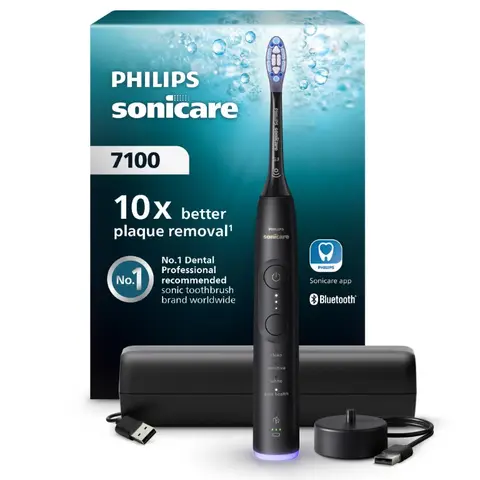 Philips Sonicare 7100 Series - Elektrische Tandenborstel - Zwart - Reisetui - Gezonder tandvlees - HX7421/01