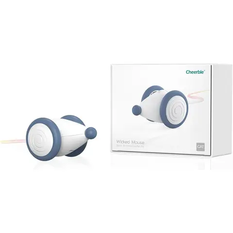 Cheerble Wicked Mouse - Blue, Interactive Cat Toy with Smart Sensor, Glowing Tail, Rechargeable, Fits Cats for Paws & Brains