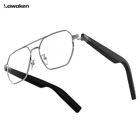 LAWAKEN AI Chat City Aviator AI Smart Audio Glasses, 128 Languages Real-Time Translation, AI Note for Meeting Summary, AI agent of ChatGPT Gemini Claude, Waterproof, Lightweight, long battery, Prescription Lenses, 5.3 Bluetooth, Hands-Free Wearable, Open-Ear Music & Calls, for ios android, Design Style, for Business & Travel