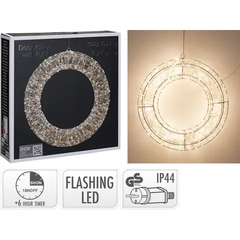 WREATH 500LED 38CM SILVER