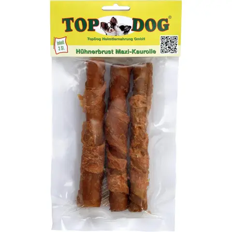 Top Dog Maxi Kaurolle Hühnerbrust, 3 Stück, Getreide- und zuckerfrei