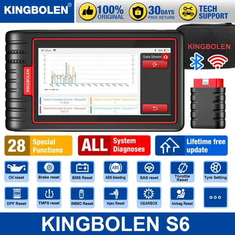 Kingbolen S6 OBD2 Scanner, Bluetooth All System Code Reader Car Diagnostic Tool,Auto-VIN 28+ Maintenance SAS/BMS/TPMS Scan Tool