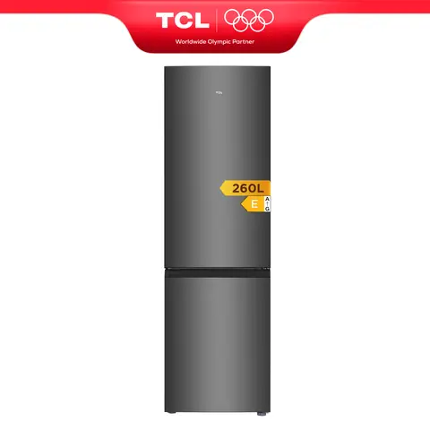 TCL Kühlgefrierkombination 260 L, Kühlteil 187 L, Gefrierteil 73 L, Frischezone, Wechselbare Tür, Verstellbare Füße [Energieeffizienzklasse E] RF338BSE0