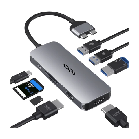 Mokin Station d'accueil 2 USB‑C vers 2 HDMI + 3 USB 3.0 + PD + SD/TF
