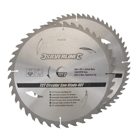Silverline TCT Circular Saw Blades 40, 60T 2pk