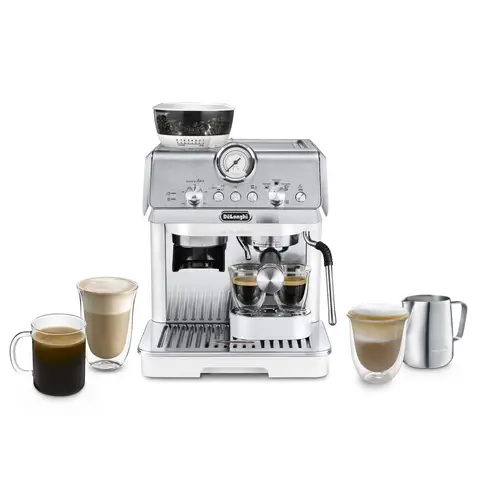 De'Longhi La Specialista Arte EC9155.W Espresso-Maschine mit Mahlwerk, 8 Mahlstufen, voreingestellte Rezepte, 3 Temperaturen, Milchschaum-Düse, Edelstahl/schwarz, 1,7 l Tank, Weiß mit Barista-Kit