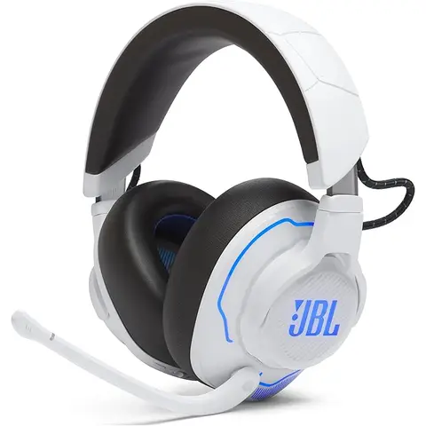 JBL Quantum 910P On‑Ear Gaming‑Kopfhörer - Für PlayStation und andere Konsole - Mit Kopfbewegungstracking‑Funktion, ANC und 39 Std. Akkulaufzeit - Weiß