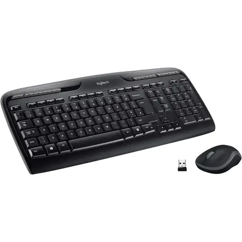 LOGITECH MK330 Kabelloses Tastatur-Maus-Set, 2.4 GHz Verbindung via USB-Empfänger, 4 programmierbare G-Tasten, 12 bis 24-Monate Batterielaufzeit, PC/Laptop, Deutsches QWERTZ-Layout - Schwarz