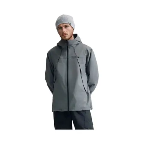 ochama [Pangolin Jacket Basic Edition] Three-in-one Heavy Rain Waterproof  Unisex Rock Gray XL