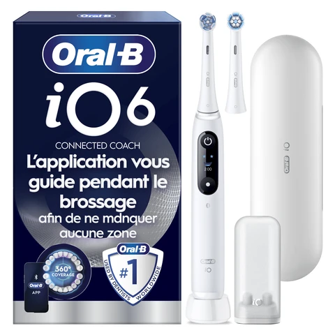Oral-B iO 6N Brosse À Dents Électrique Blanche, 1 Brossette, 1 Étui De Voyage