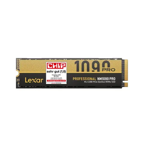 Lexar Professional NM1090 Pro 1 TB M.2 PCI Express 5.0 NVMe 3D, W129162107 (M.2 PCI Express 5.0 NVMe 3D TLC NAND)Lexar 1TB PCIe 5.0 Gen5 NVMe SSD NM1090 Pro, up to 14000MB/s, Advanced Thermal Control Design, DirectStorage Enabled Internal SSD, Best for AI Workloads, Gaming & Content Creation Laptop PC