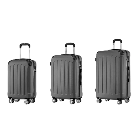 ochama Dark Grey Luggage 3-Piece Set, Silent Universal Wheels, Combination Lock, Wear-resistant & Compression Resistant, 20+24+28 Inch, Budget airline friendly | Short journey | Family outing