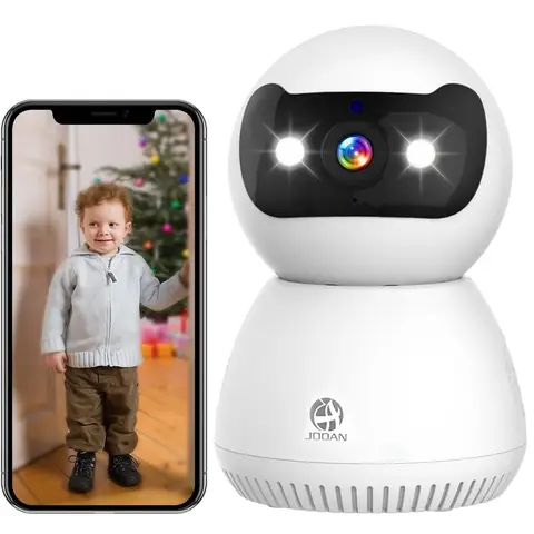 JOOAN 2K Full HD Security Camera with Full-Colour Night Vision, Two-Way Audio, Motion Detection, Tracking Recording, Remote Control via Mobile App, Nanny Monitoring, and Safety Surveillance for Family and Pets