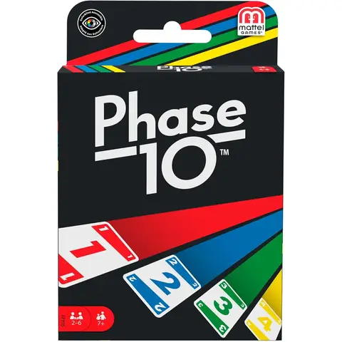 Mattel Spiele FPW38 - Phase 10 Kartenspiel, geeignet für 2-6 Spieler, Spielzeit ca. 60 - 90 Minuten, Brett- und Kartenspiele ab 7 Jahren